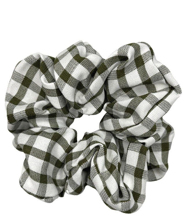JA-NI Hair Accessories - Hair Scrunchies, The Green Wide Checkered