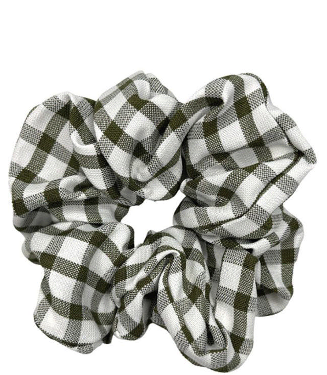 JA-NI Hair Accessories - Hair Scrunchies, The Green Wide Checkered