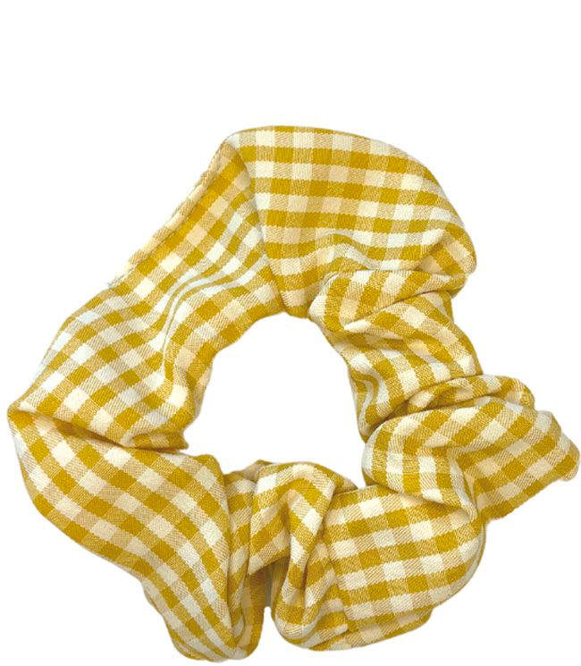 JA-NI Hair Accessories - Hair Scrunchies Small, The Yellow Thin Checkered