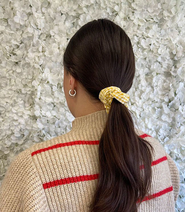 JA-NI Hair Accessories - Hair Scrunchies Small, The Yellow Thin Checkered