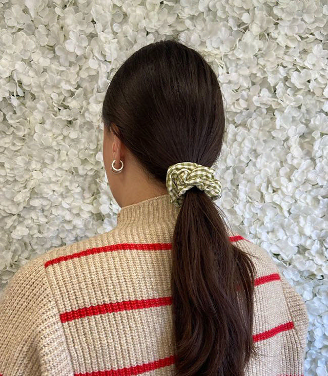 JA-NI Hair Accessories - Hair Scrunchies Small, The Green Thin Checkered